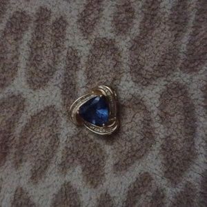 Created Tanzanite gold and diamond pendant